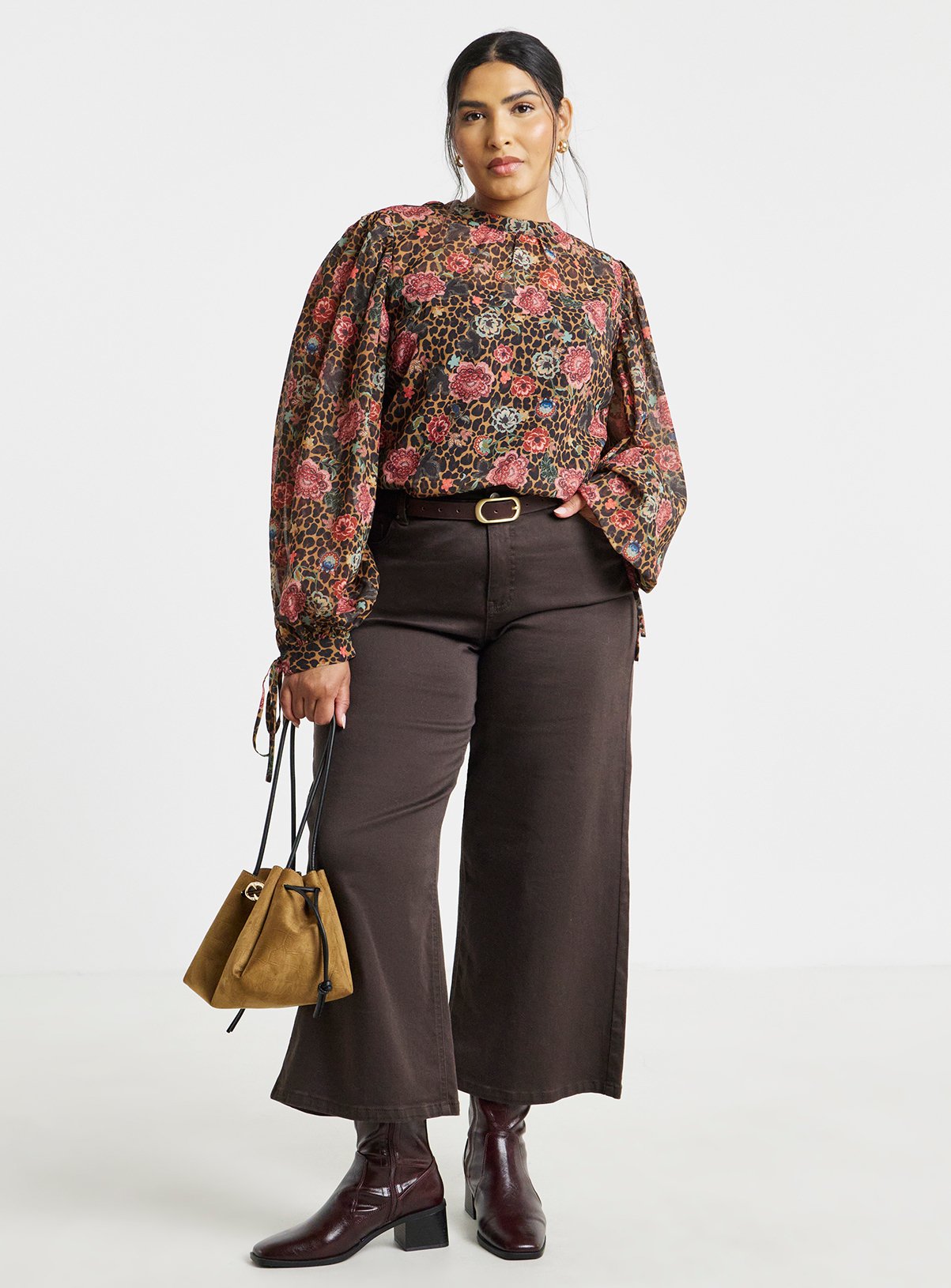 SIMPLY BE Leopard High Neck Blouse 10 - Image 3 thumbnail